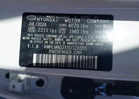 2025 Hyundai Elantra Hybrid Sel Sport z USA, uszkodzony, nr VIN KMHLM4DJXSU123355